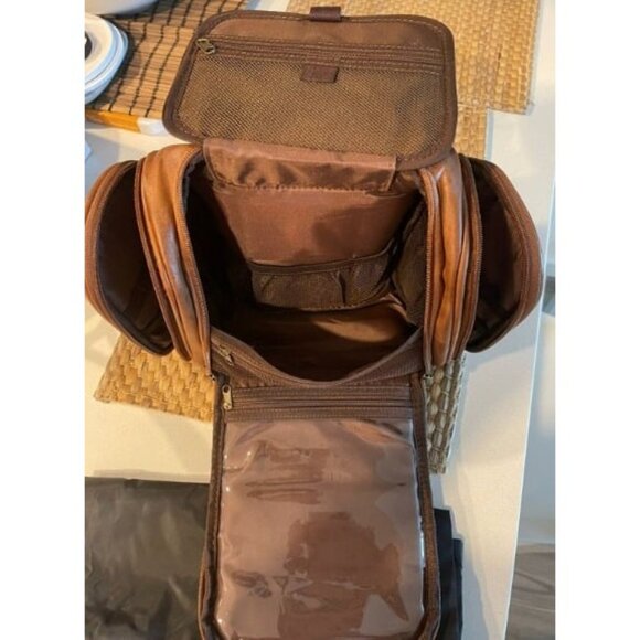 Travel Hanging Toiletry Bag for Men, Large PU Leather Toiletries Organizer - Picture 3 of 3